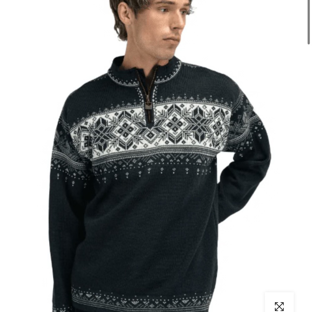 Dale of Norway Black and White Zip-Up Sweater